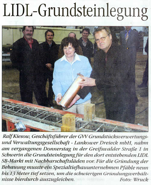 Zeitungsartikel zur Grundsteinlegung